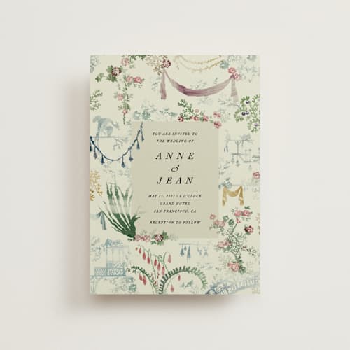 This is a nouvelle petite wedding invitations with standard by Sumak Studio called chinoiserie printing on signature in petite