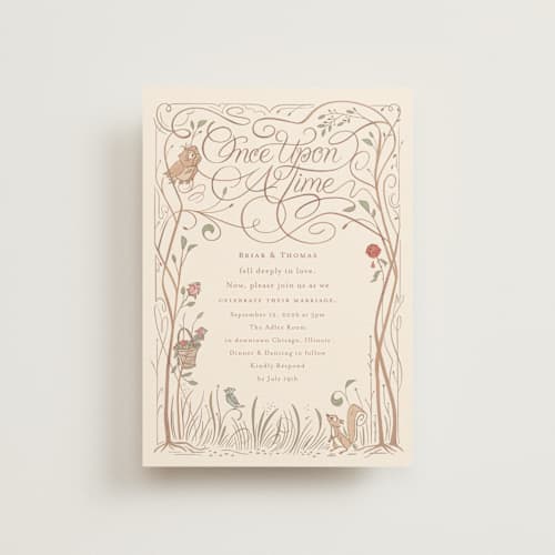 This is a autumn petite wedding invitations with standard by Morgan Ramberg called disney storybook printing on signature in petite