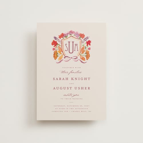 This is a autumn petite wedding invitations with standard by Pink House Press called crest fall printing on signature in petite