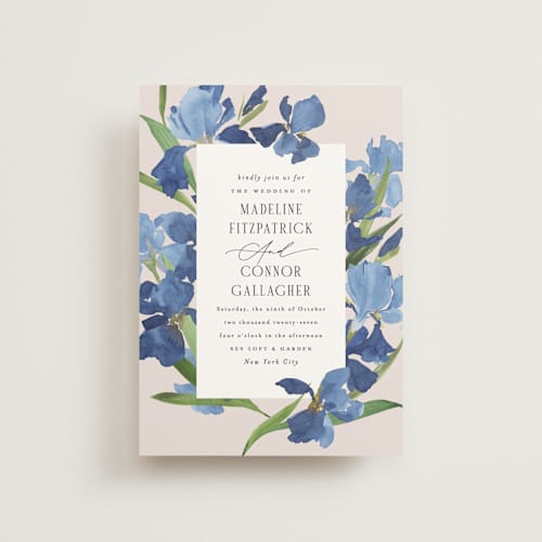 This is a natural petite wedding invitations with standard by Everett Paper Goods called irises printing on signature in petite
