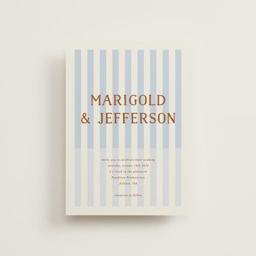 This is a wave petite wedding invitations with standard by Kelly Watkins called stripes printing on signature in petite