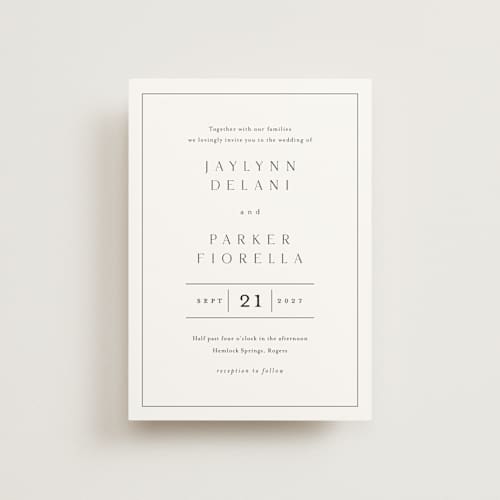 This is a cotton petite wedding invitations with standard by Stacey Meacham called warm affection printing on signature in petite