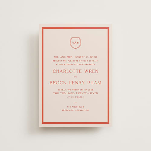 This is a verona sunset petite wedding invitations with standard by Megan Davis called racquet printing on signature in petite