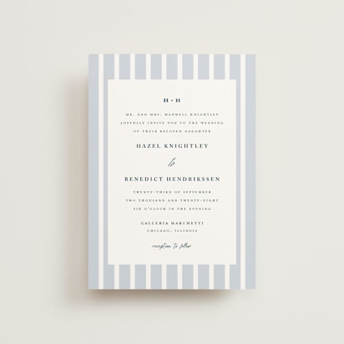 This is a powder blue petite wedding invitations with standard by chocomocacino called melihrolo printing on signature in petite