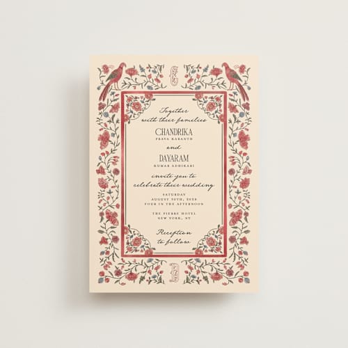 This is a almond petite wedding invitations with standard by Jenna Holcomb called tapestry printing on signature in petite