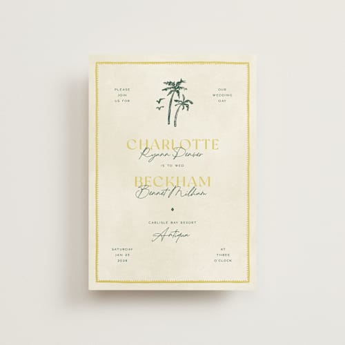 This is a island citrus petite wedding invitations with standard by Pixel and Hank called coastal drift printing on signature in petite