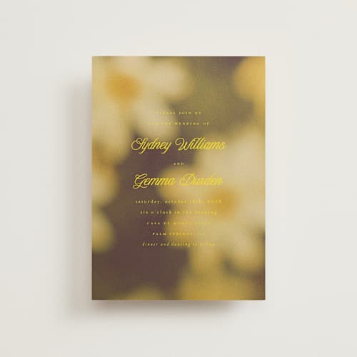 This is a island citrus petite wedding invitations with standard by Morgan Kendall called bloom printing on signature in petite