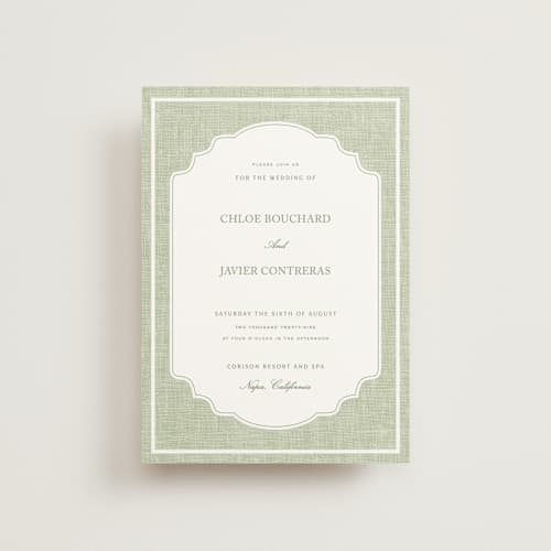 This is a garden petite wedding invitations with standard by Kelly Schmidt called summer linen printing on signature in petite
