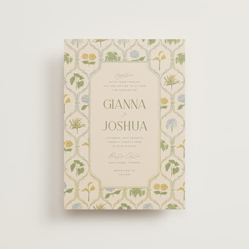 This is a summer citrus petite wedding invitations with standard by Vera Lim called the gallery printing on signature in petite