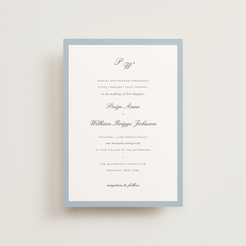 This is a sky petite wedding invitations with standard by Sara Hicks Malone called briland printing on signature in petite