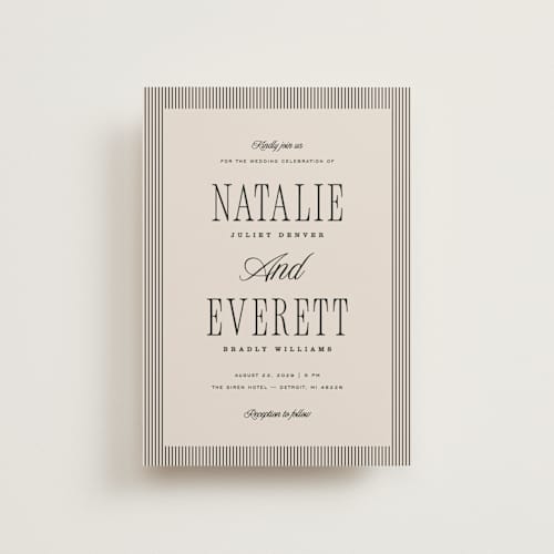 This is a noir petite wedding invitations with standard by Pixel and Hank called linea printing on signature in petite