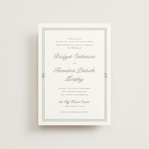 This is a leaf petite wedding invitations with standard by Kate Ahn called court printing on signature in petite