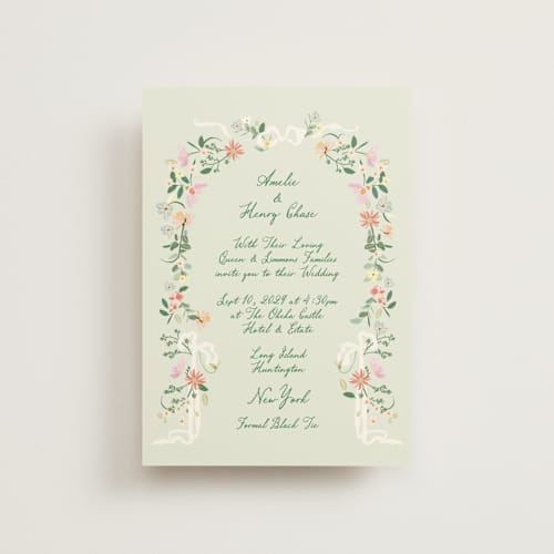 This is a spring petite wedding invitations with standard by Phrosné Barwood called spring draped garland printing on signature in petite
