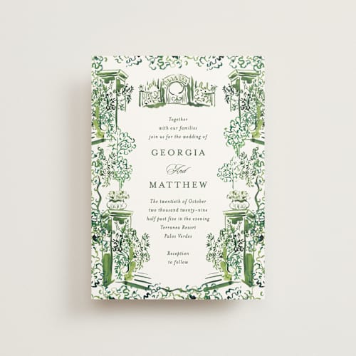 This is a sap petite wedding invitations with standard by Becky Nimoy called gates and pillars printing on signature in petite