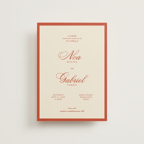 This is a cherry petite wedding invitations with standard by Ani Somi called borders printing on signature in petite