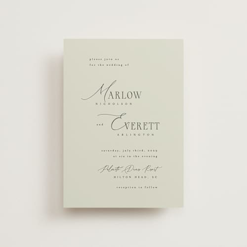 This is a spring petite wedding invitations with standard by Kelly Schmidt called scripted initials printing on signature in petite