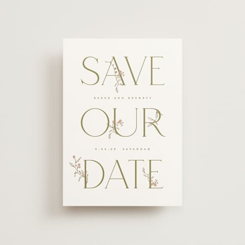 This is a ivy petite save the dates with standard by Susan Zinader called endless summer printing on signature in petite