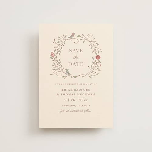 This is a autumn petite save the dates with standard by Morgan Ramberg called disney storybook printing on signature in petite