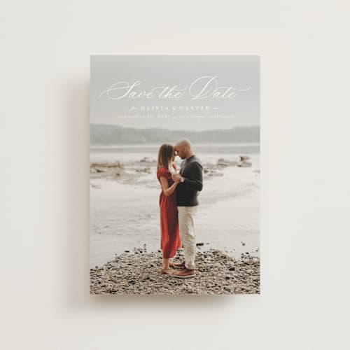 This is a cloud save the date postcards with standard by Ashlee Townsend called enchanted love printing on signature in postcard