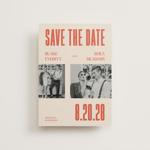 This is a sunset save the date postcards with standard by Rachel Cassel called poster printing on signature in postcard