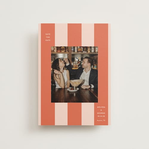 This is a grapefruit save the date postcards with standard by Megan Davis called aperitivo printing on signature in postcard