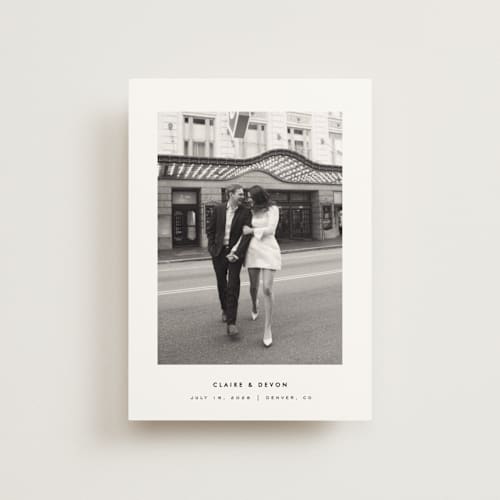 This is a silk save the date postcards with standard by Kelly Schmidt called framed minimalist printing on signature in postcard