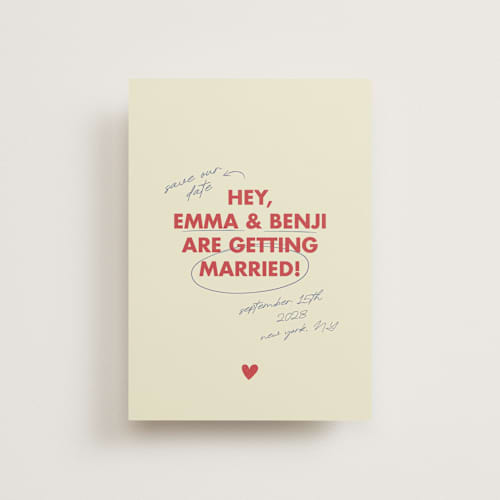 This is a latte save the date postcards with standard by Helena Vitto called love note printing on signature in postcard