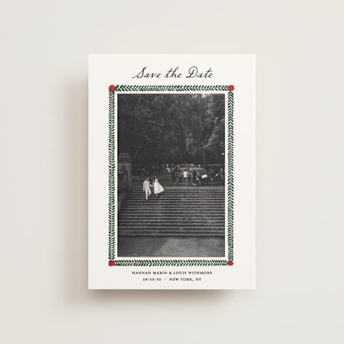 This is a rose save the date postcards with standard by Studio Suku called garden rose printing on signature in postcard