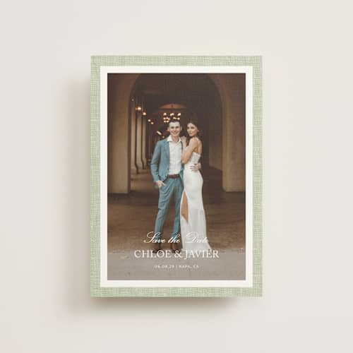 This is a garden save the date postcards with standard by Kelly Schmidt called summer linen printing on signature in postcard