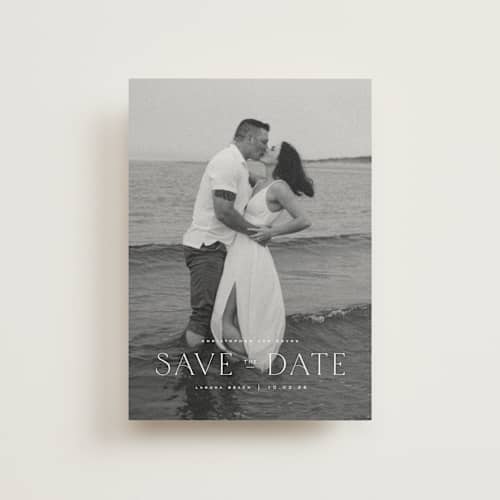 This is a cloud save the date postcards with standard by Wildfield Paper Co called summer love printing on signature in postcard