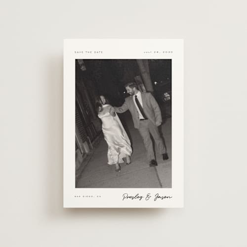 This is a cloud save the date postcards with standard by Nicole Walsh called corner printing on signature in postcard