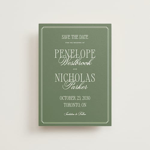 This is a garden save the date postcards with standard by Kelly Schmidt called overlapped script printing on signature in postcard