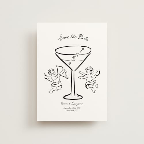 This is a leather save the date postcards with standard by Helena Vitto called happiest hour printing on signature in postcard
