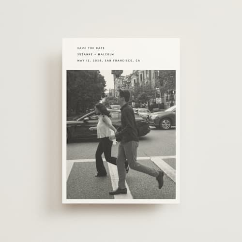 This is a fog save the date postcards with standard by Sumak Studio called simple printing on signature in postcard