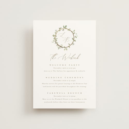 This is a ivy ceremony reception essentials with foil pressed by Everett Paper Goods called canopy printing on signature in petite