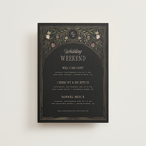 This is a noir ceremony reception essentials with foil pressed by Randi Cirelli called emilie printing on signature in petite