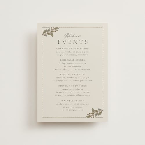 This is a fern ceremony reception essentials with foil pressed by Jen Owens called vine wrap printing on signature in petite