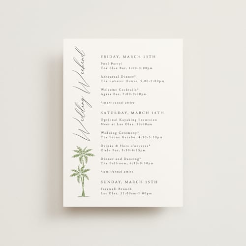 This is a leaf ceremony reception essentials with standard by Olivia Raufman called palm monogram printing on signature in petite