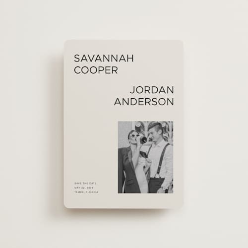 This is a champagne petite save the dates with standard by seulghi called you & i printing on recycled smooth signature in petite