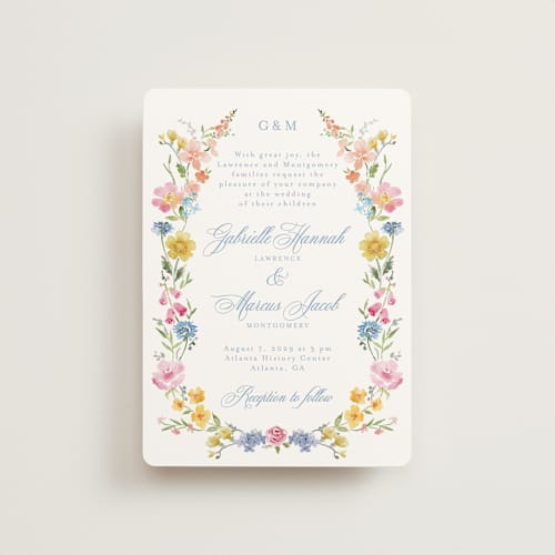This is a meadow petite wedding invitations with standard by Petra Kern called everlasting romance printing on signature in petite
