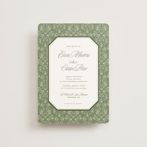 This is a forest petite wedding invitations with standard by Sherley Ferreira called vintage garden printing on signature in petite