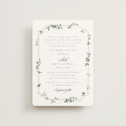This is a mist petite wedding invitations with standard by Everett Paper Goods called wistful printing on signature in petite