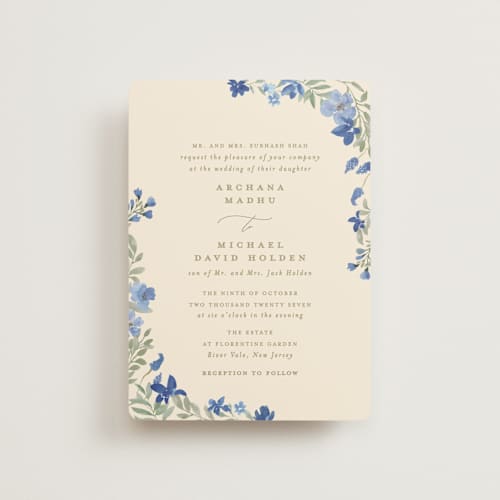 This is a blueberry petite wedding invitations with standard by Creo Study called nilgiri printing on signature in petite