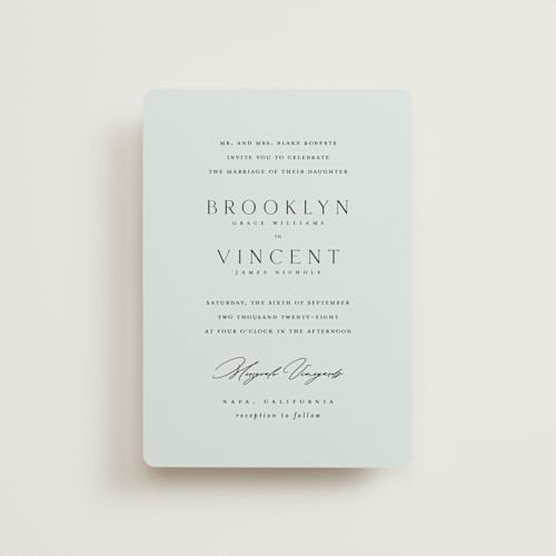 This is a sky petite wedding invitations with standard by Kelly Schmidt called merryvale printing on signature in petite