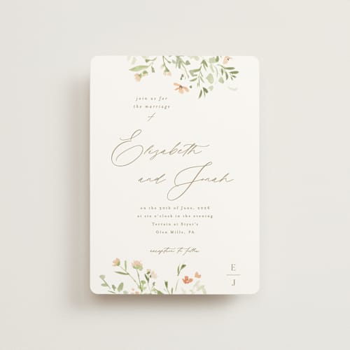 This is a toffee petite wedding invitations with standard by Everett Paper Goods called brynn printing on signature in petite