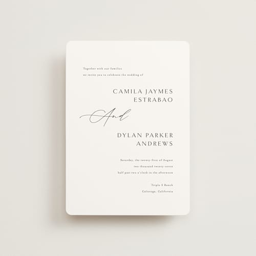 This is a onyx petite wedding invitations with standard by Jennifer Postorino called graceful printing on signature in petite