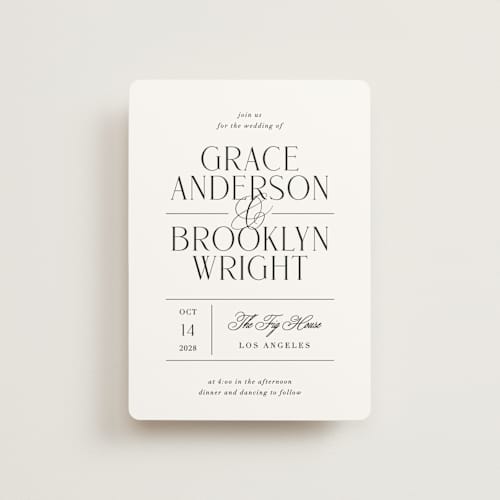 This is a caviar petite wedding invitations with standard by Olivia Raufman called grand scale printing on signature in petite