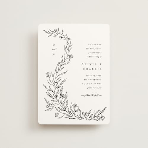 This is a alpine petite wedding invitations with standard by Pixel and Hank called floral cascade printing on signature in petite