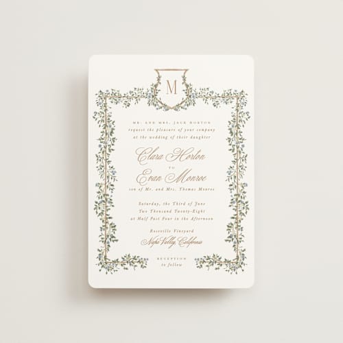 This is a lake petite wedding invitations with standard by Leah Bisch called arbour printing on signature in petite