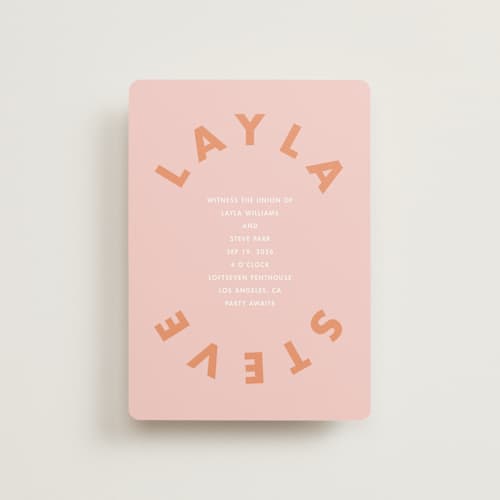 This is a candy petite wedding invitations with standard by Catherine Culvenor called bubblegum printing on signature in petite